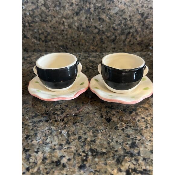 Vintage Set Of Clown's Head Egg Cup w/ Saucer Attached JAPAN - Picture 4 of 7